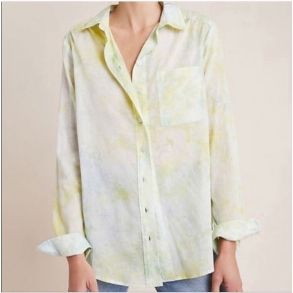 NWT ANTHROPOLOGIE Pilcro & the Letterpress Cate Yellow Green Tie Dye - Picture 3 of 16